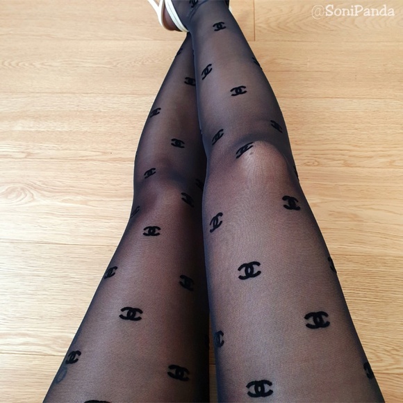 Accessories - CC Logo Patterned Black Tights